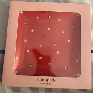 NEW Kate Spade Christmas Dot Red Square Tray